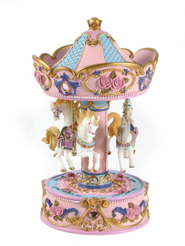 Musical Pink Carousel Horse  - LARGE