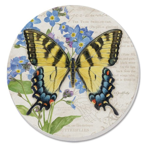 Yellow And Blue Butterfly Coasters, Set Of 4