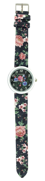 Black Floral Ladies Jewelry Watch