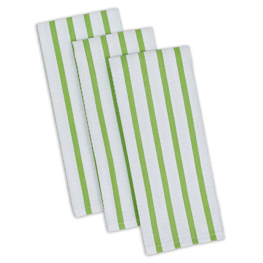 Green striped Teatowel, Set Of 3