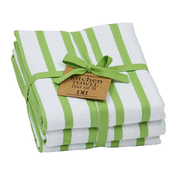 Green striped Teatowel, Set Of 3