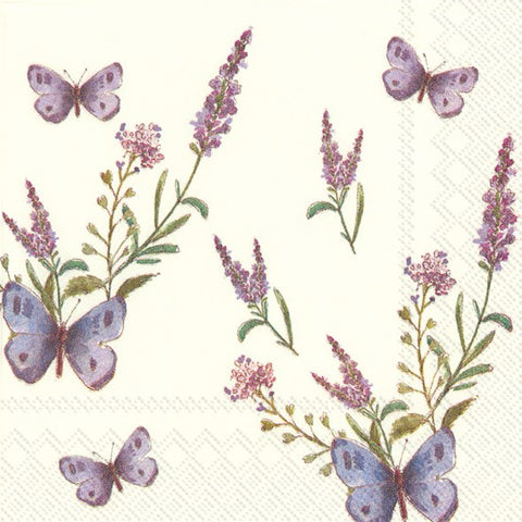 Cocktail Paper Napkin: Purple Butterflies