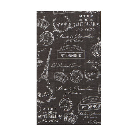 Hostess Paper Napkin: Paris Passport- BLACK