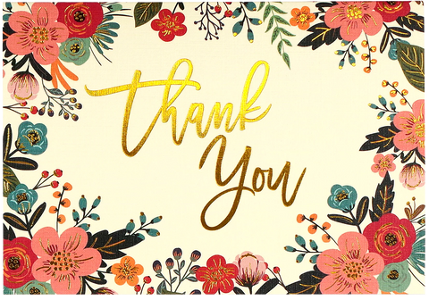 Floral Thank You Cards, Box Of 14