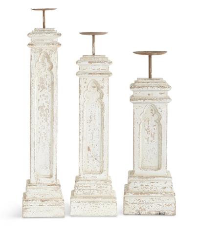 Assorted Whitewash Pillar Candle Holder, INDIVIDUALLY SOLD