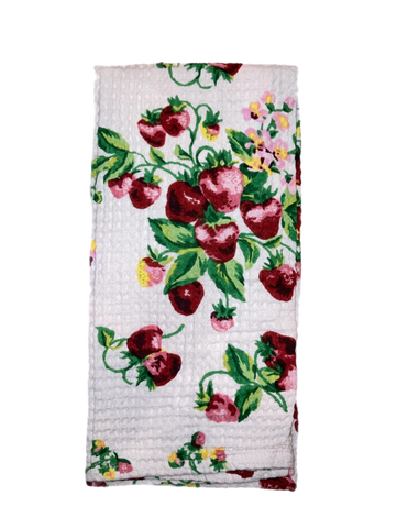 April Cornell Strawberry Basket Tea Towel - White, INDIVIDUALLY SOLD