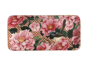Red Lattice And Floral Platter