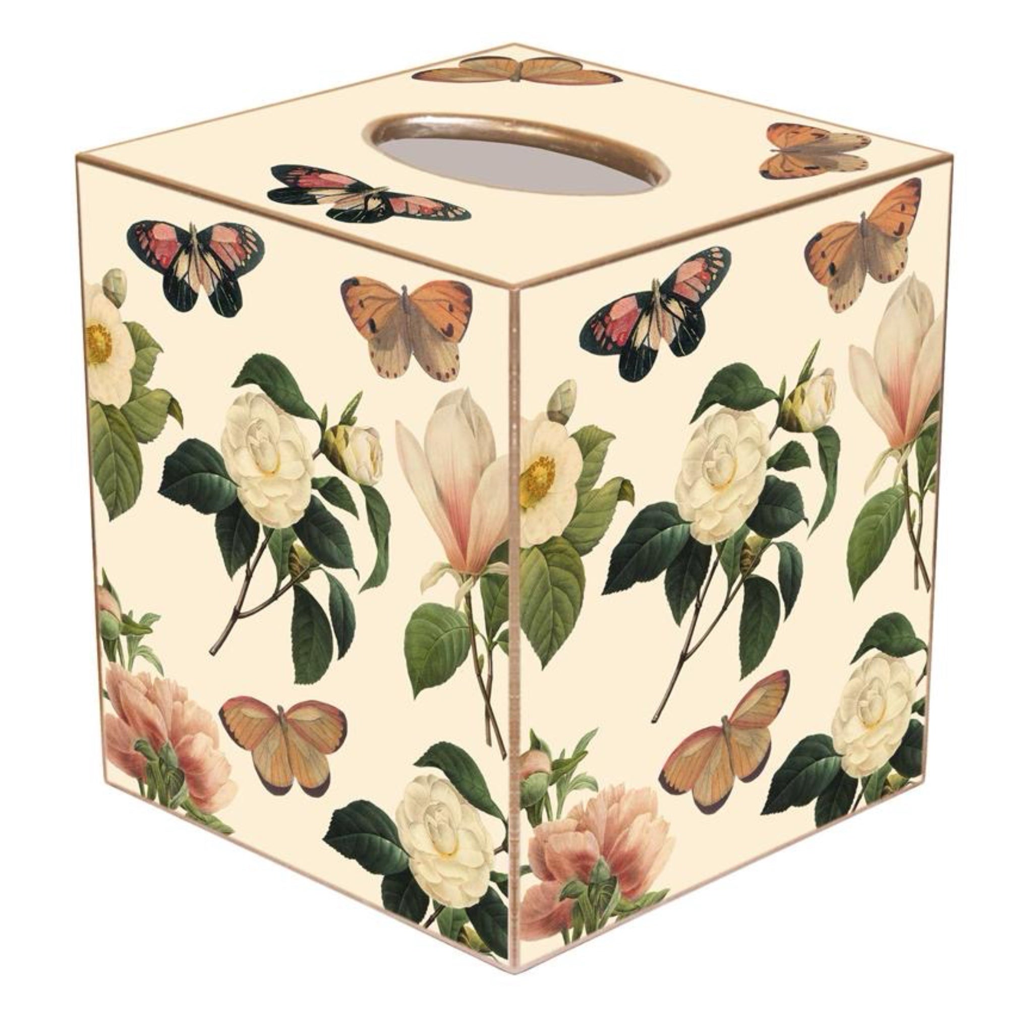 Flowers And Butterflies Tissue Box Cover