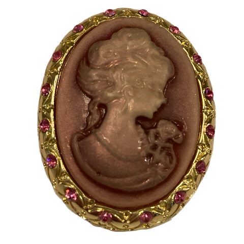 Pink Cameo Brooch