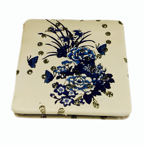 Blue Floral Compact Mirror