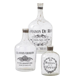Assorted Mercury Glass Bottle With Script, INDIVIDUALLY SOLD