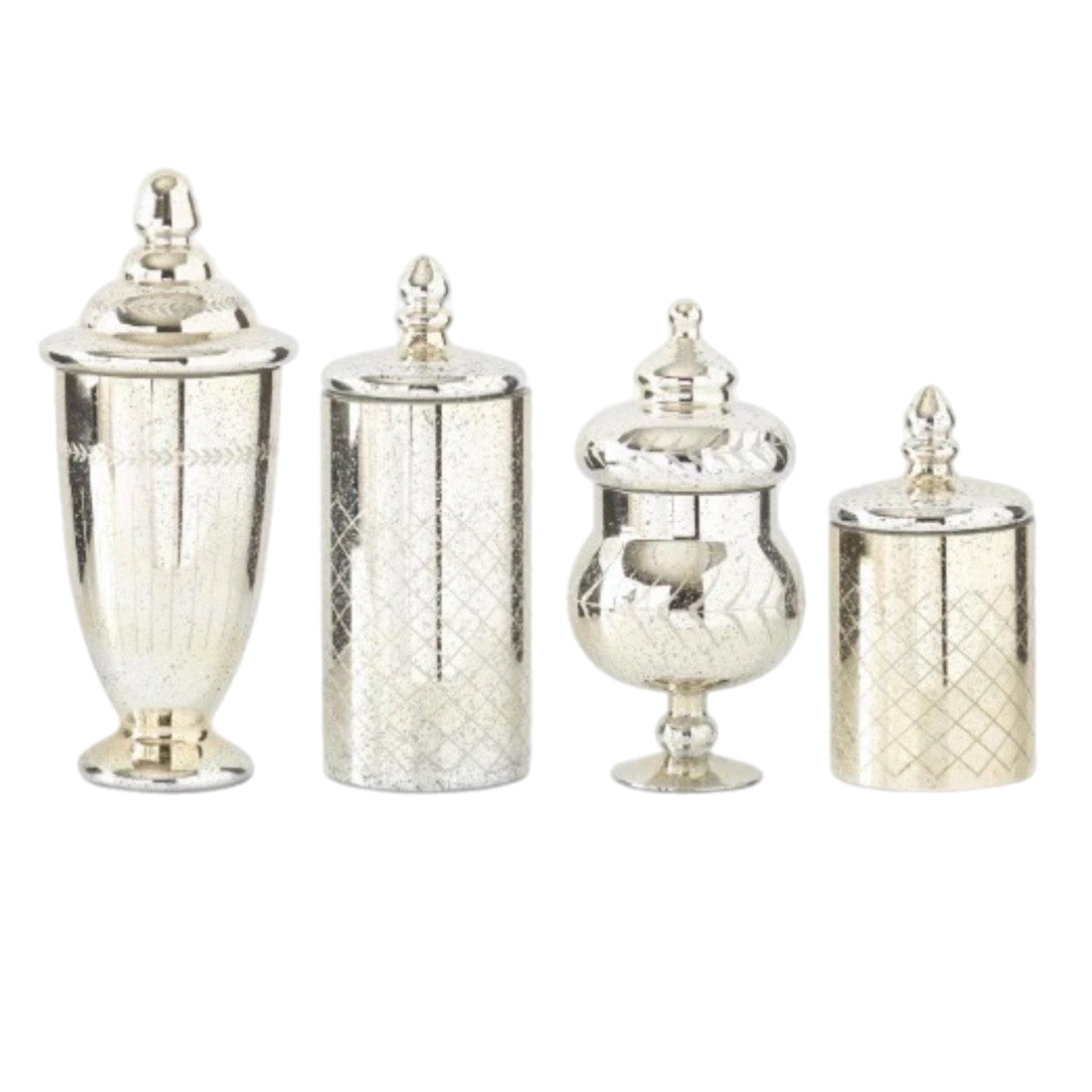 Assorted Mercury Glass Jar With Lid, INDIVIDUALLY SOLD