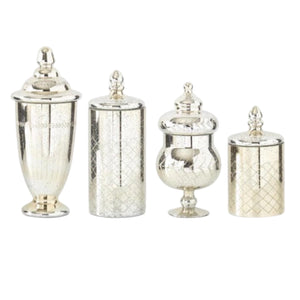 Assorted Mercury Glass Jar With Lid, INDIVIDUALLY SOLD