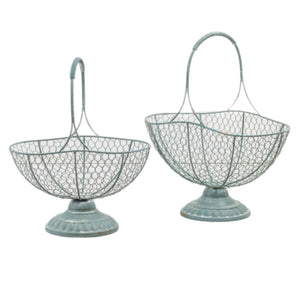 Assorted Green Pedestal Basket, INDIVIDUALLY SOLD