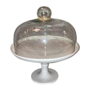 White Cake Plate With Dome