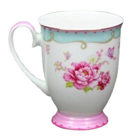 Teal And Pink Rose Mug