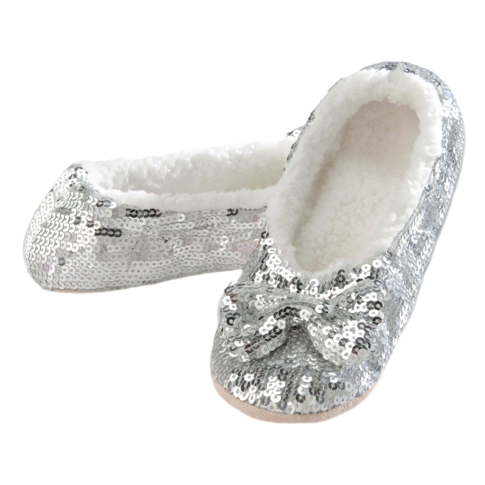 Classic Silver Sequin Slippers  LADIES SIZES