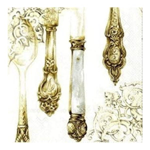 Luncheon Napkin: Gold Cutlery