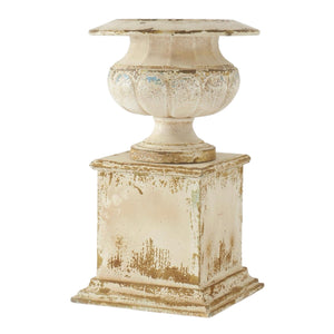 White Urn On Pedestal Planter