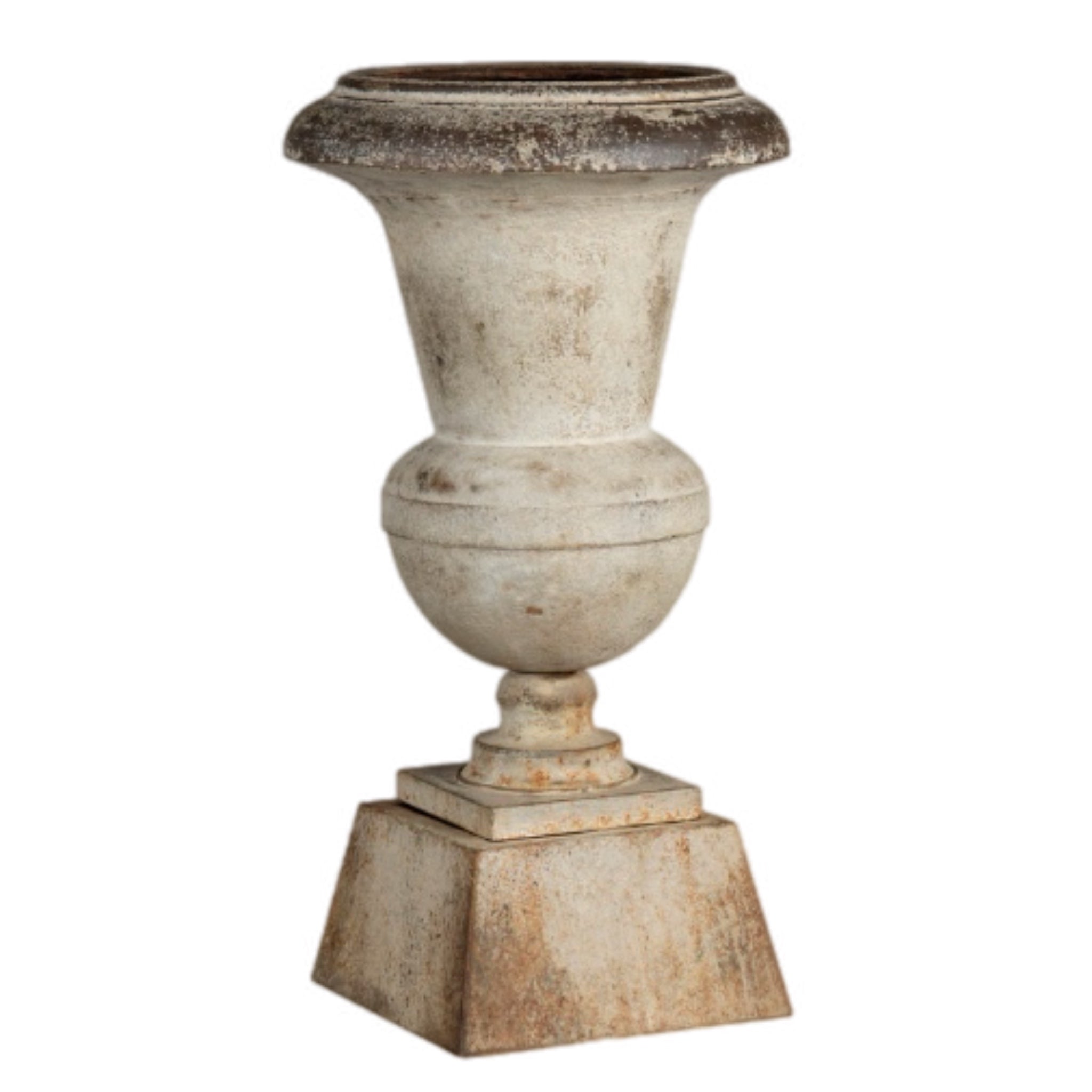 Cream Aged Urn On Pedestal Planter
