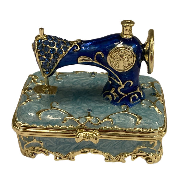 Blue Sewing Machine Trinket Box