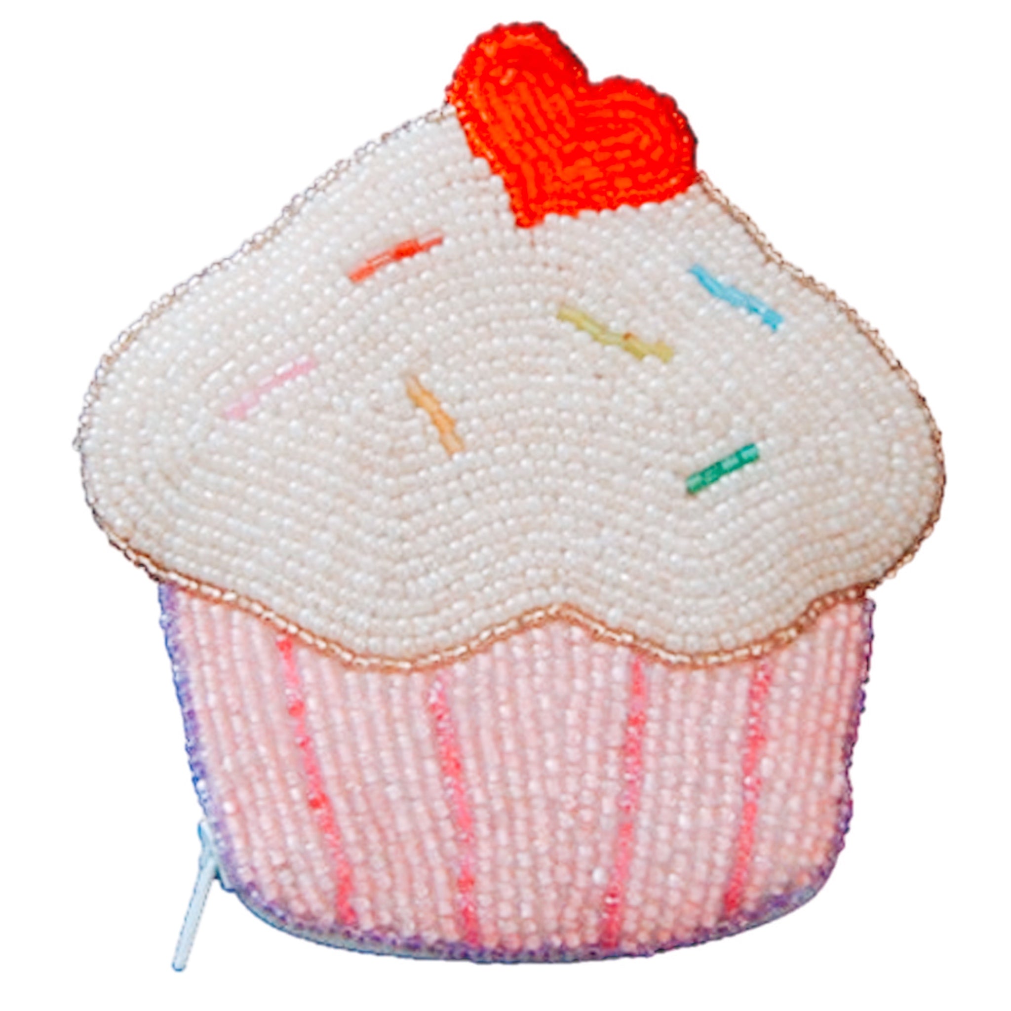 White Cupcake Beaded Wallet