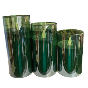 Assorted Wide Pillar Flameless Candle: Dark Green, INDIVIDUALLY SOLD