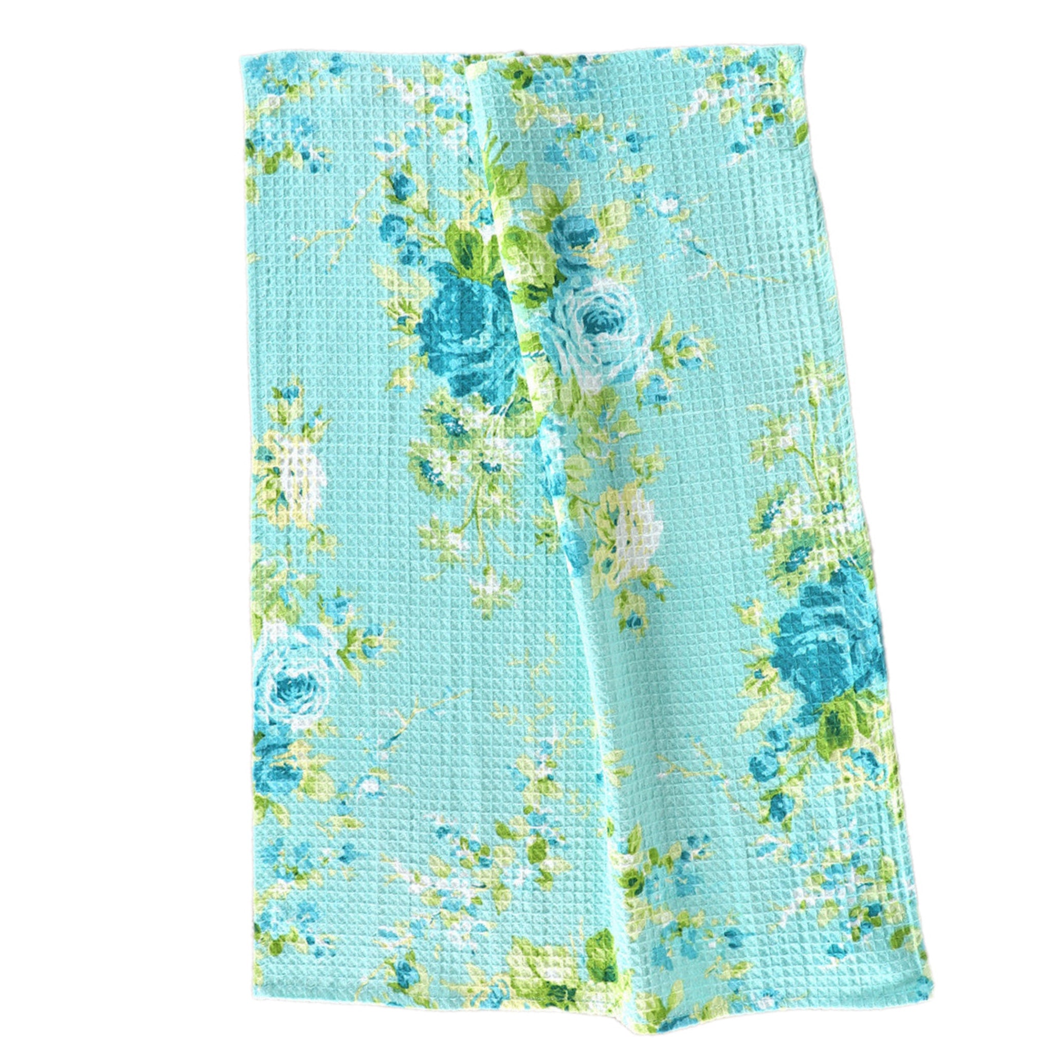 Blue Cottage Rose Tea Towel, INDIVIDUALLY SOLD