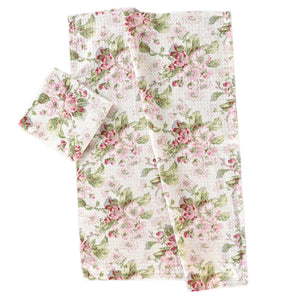 Ecru Pink Apple Blossom Tea Towel, INDIVIDUALLY SOLD