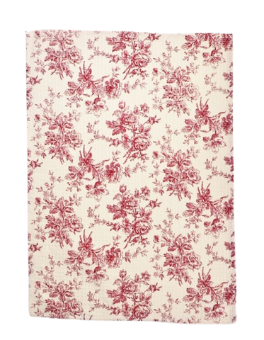 Red Toile Tea Towel