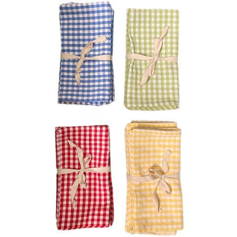 Assorted Checkered Linen Napkin Set Of 4, INDIVIDUALLY SOLD