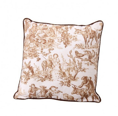 Brown Toile Pillow
