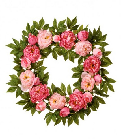 24" Pink Peony Wreath