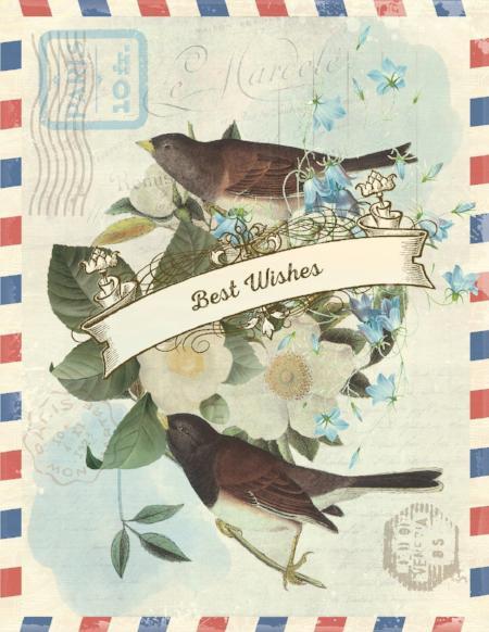 Best Wishes Vintage Greeting Card