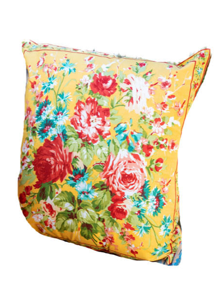 April Cornell Cottage Rose Pillow - Yellow