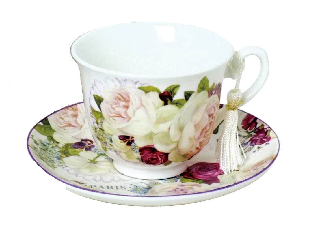 Country Rose Teacup And Saucer With Gift Box