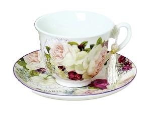 Country Rose Teacup And Saucer With Gift Box