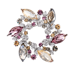 Purple And Amber Wreath Brooch