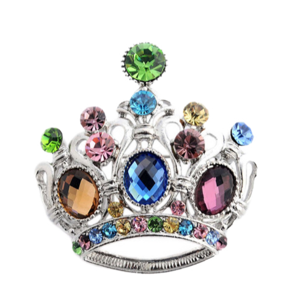 Multicolor Crown Brooch