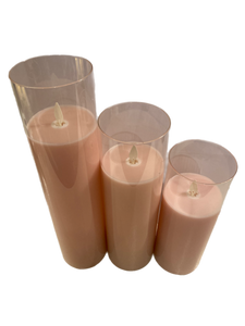 Assorted Slim Pillar Flameless Candle: Pink, INDIVIDUALLY SOLD