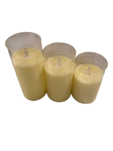 Assorted Wide Pillar Flameless Candle: Yellow, INDIVIDUALLY SOLD