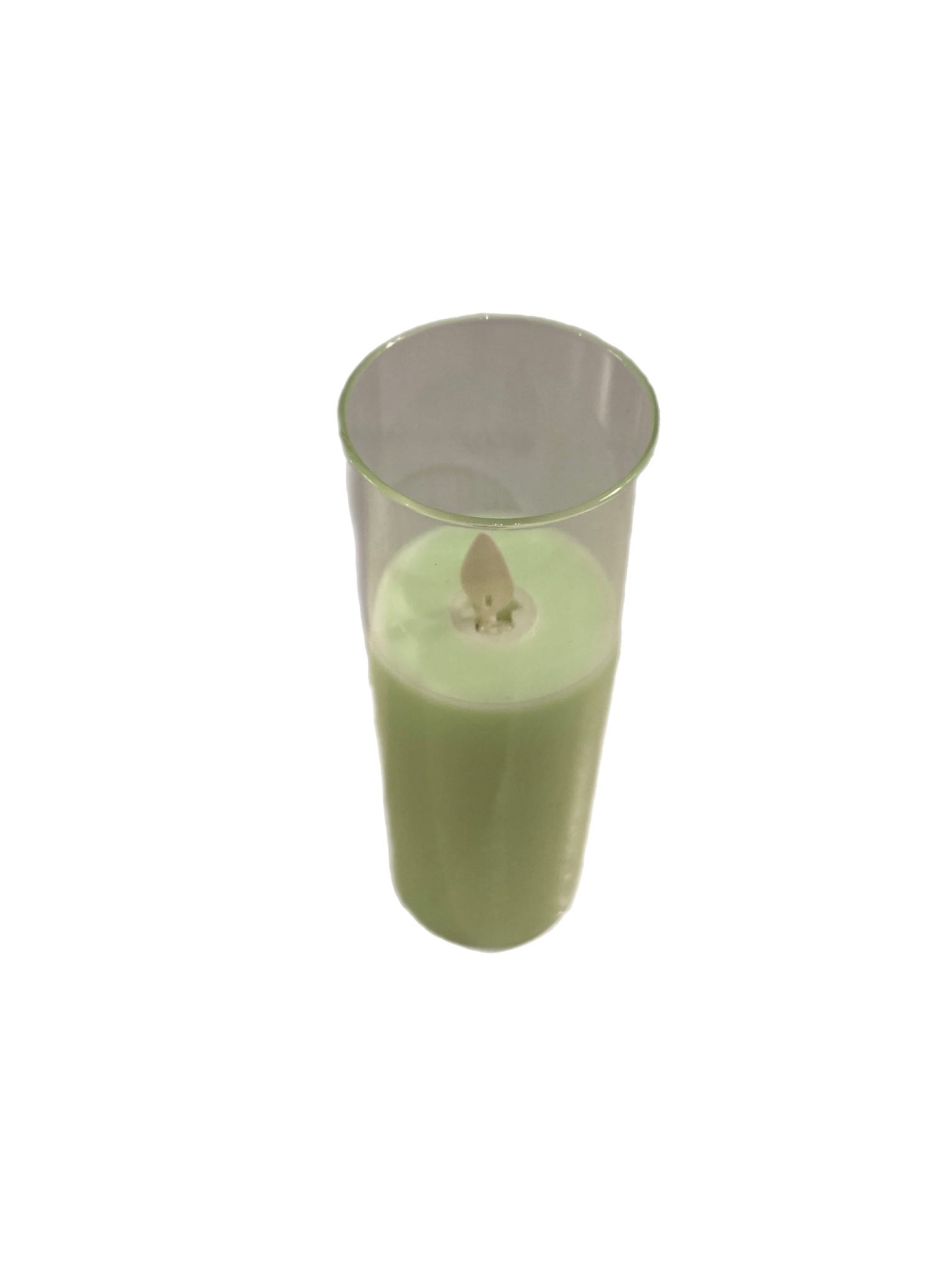 6" X 2" Slim Pillar Flameless Candle: Green