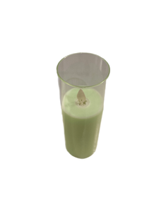 6" X 2" Slim Pillar Flameless Candle: Green