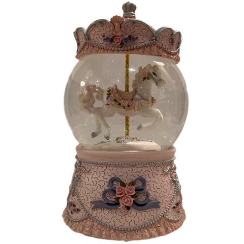 Spinning Carousel Horse Snowglobe