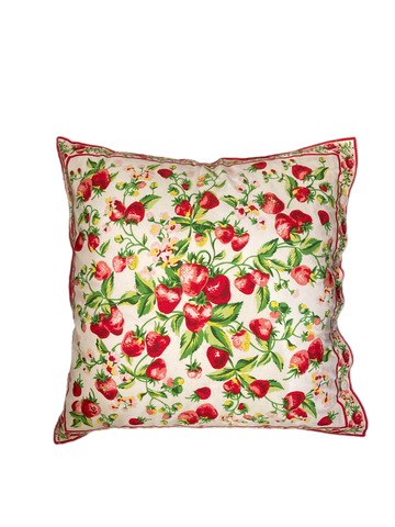 April Cornell Strawberry Basket Pillow - White