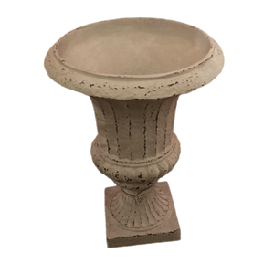 White Aged Urn On Pedestal