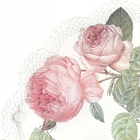 Luncheon Scalloped Napkin: Roses