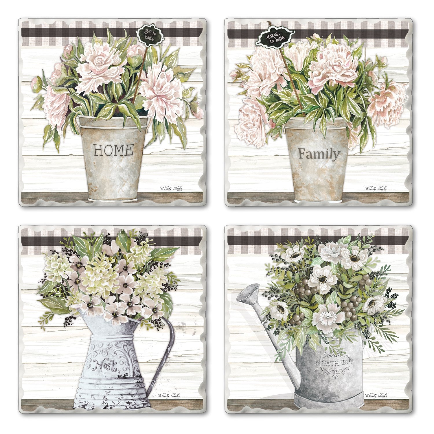 Watering Can Coasters, Set Of 4