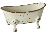 White Distressed Bathtub Soap Dish- SMALL