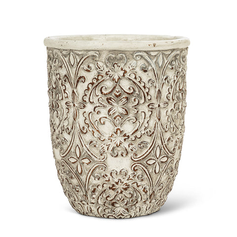 Ivory Embossed Planter - LARGE